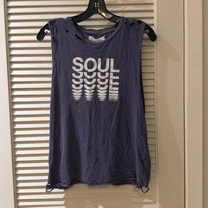 SoulCycle Renee Tank | Stonewash Distressed NWOT | Size M | White Stacked Logo